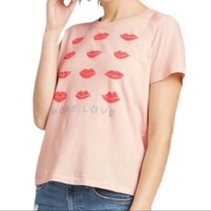 Doe. | NWT Pink Hearts 'More Love' Lips Short Sleeve Graphic Tee